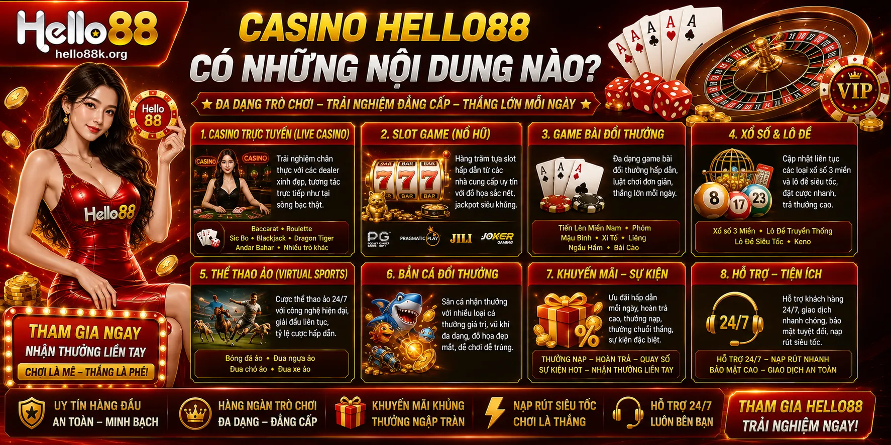 Casino Hello88 có những nội dung nào?